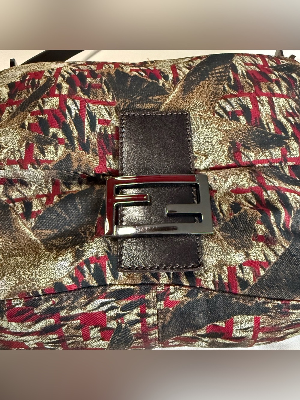 LAST DAY Fendi RARE Zucca Falcon Bird Print Red Mama Forever Baguette Bag - Picture 2 of 12